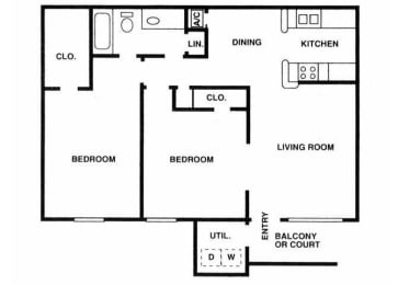 B1 Floor Plan 2 Bedroom 1 Bath