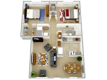 Two Bedroom One Bath 900 Square Feet
