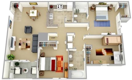 Three Bedroom Two Bath 1050 Square Feet at Genito Glen Apartments, Midlothian, 23112