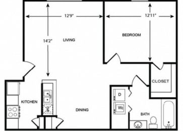 1 Bedroom 1 Bath Floor Plan 700 Sqft