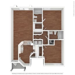Florence 2 Bedroom 2 Bathroom Floor Plan