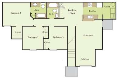 a floor plan of a living room with a kitchen and a bedroom