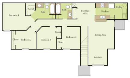 a floor plan of a living room with a kitchen and a bedroom