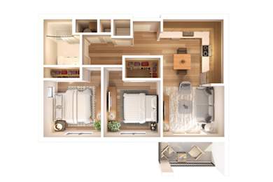a floor plan of a house with a bedroom and a bathroom