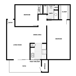 Floor Plan  La Serena Rowland Heights, CA 2x1 Bedroom Floor Plan 965 SF