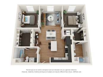 2x2E Floor Plan at Postmark Apartments, Washington, 98155