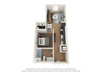 1x1MFTE Floor Plan at Postmark Apartments, Shoreline Washington