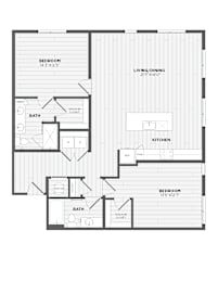 A black and white floor plan of a house with labeled rooms.
