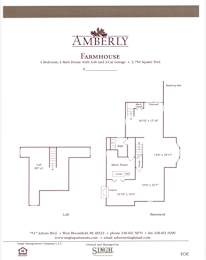 A real estate listing for a farmhouse with a floor plan diagram.
