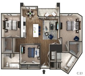 3 bed 2 bath 1,489 Sq. Ft. floor plan at The Griffin Royal Oak, Royal Oak