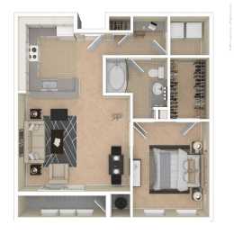 Starting from 772 Square-Feet 1 Bedroom B 1 Bath Floor Plan at The Mark at Dulles Station, Herndon, VA