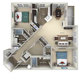 Cornell Kensington Place 2 bedrooms 2 baths furnished floor plan apartment in Woodbridge VAat Kensington Place, Woodbridge, VA