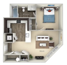 Duke Kensington Place studio and 1 bath furnished floor plan apartment in Woodbridge VA at Kensington Place, Woodbridge, Virginia