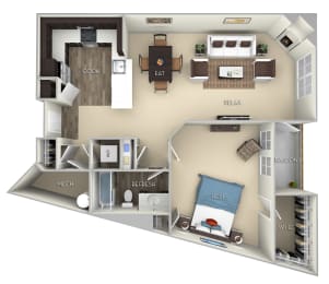 Standford Kensington Place 1 bedroom 1 bath furnished floor plan apartment in Woodbridge VA at Kensington Place, Woodbridge, Virginia