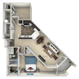 Windsor Kensington Place 1 bedroom 1 bath furnished floor plan apartment in Woodbridge VA at Kensington Place, Woodbridge