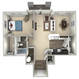 806 Square-Feet The Maple Broadlands 1 bedroom 1 bath furnished floor plan at Broadlands, Ashburn, 20148