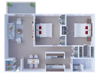  Floor Plan 2 Bedroom Floor Plan B1