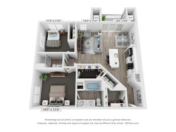 2 Bedroom B4 floorplan