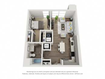 1 Bedroom A2 floorplan