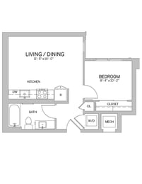 A01 Floor Plan at AVE Tampa Riverwalk, Tampa