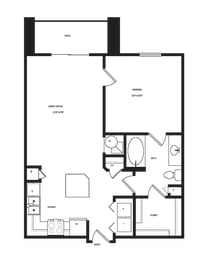A1 Floor Plan at AVE Las Colinas, Texas, 75038