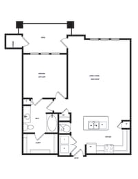 A3 Floor Plan at AVE Las Colinas, Irving, 75038
