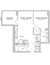 B03C Floor Plan at AVE Tampa Riverwalk, Tampa, Florida