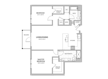 2 Bedroom - b17 Floor Plan at AVE Blue Bell, Blue Bell, 19422