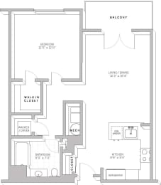 1 Bed 1 Bath A2C Floor Plan at AVE Florham Park, Florham Park, NJ