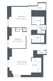 B3 Floor Plan at The Franklin Residences, Pennsylvania, 19107