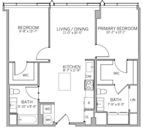 B1 Floor Plan at AVE Hamilton Green - 25 Cottage Apartments, White Plains , New York