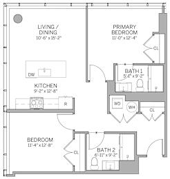 B3 Floor Plan at AVE Hamilton Green - 25 Cottage Apartments, New York, 10601