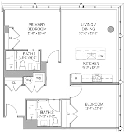B3A Floor Plan at AVE Hamilton Green - 25 Cottage Apartments, New York