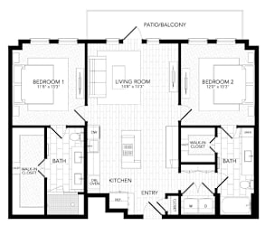 A black and white floor plan of a house with labeled rooms.