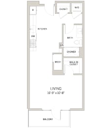 Studio E2 Floor Plan at AVE King of Prussia, King of Prussia, 19406