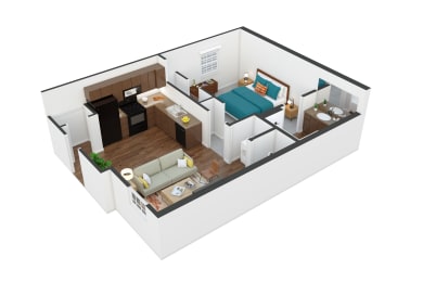 Esteem One Bedroom Floor Plan  at MacArthur Park, Georgia