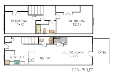 1 bed 1 bath C at Sanctuary Apartments & Townhomes, Georgia