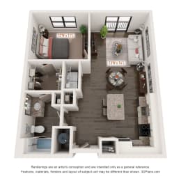 1 bedroom 1 bath A at The Augustan, Augusta, GA
