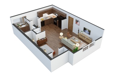 Tribute Studio Floor Plan  at MacArthur Park, Augusta, 30909
