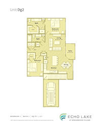 A floor plan of a unit at Echo Lake at Springwoods Village.