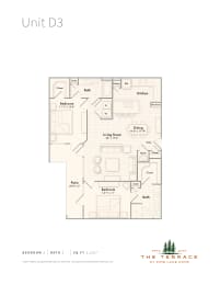 Unit D3 2-bedroom apartment floor plan