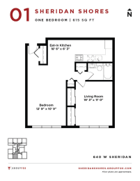Sheridan Shores - One Bedroom Floorplan