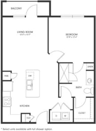 One-Bedroom Floor Plan A3 | Axis Hamilton Apartments