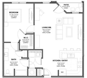 One-Bedroom Floor Plan A2|Kinsley Forest Apartments