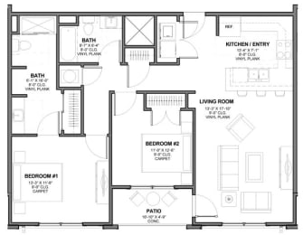 Two-Bedroom Floor Plan B4|Kinsley Forest Apartments