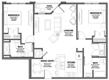 Two-Bedroom Floor Plan B5|Kinsley Forest Apartments