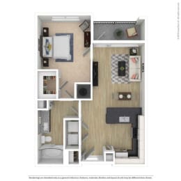 a floor plan of a 1 bedroom apartment
