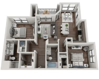 a 3d floor plan of a103103  1 bedroom