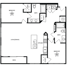 a floor plan of a house with a bedroom and a living room