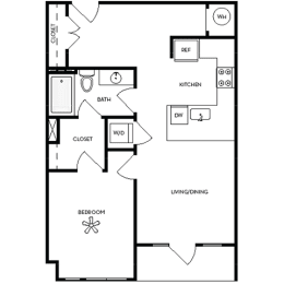 a floor plan of a house with a bedroom and a living room
